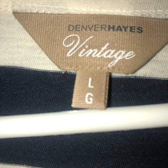 Denver Hayes Striped Navy and White Women's Top- lg 28” new or like new - Picture 3 of 7